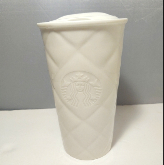 Starbucks 2012 Ceramic White Quilted Tumbler Mug